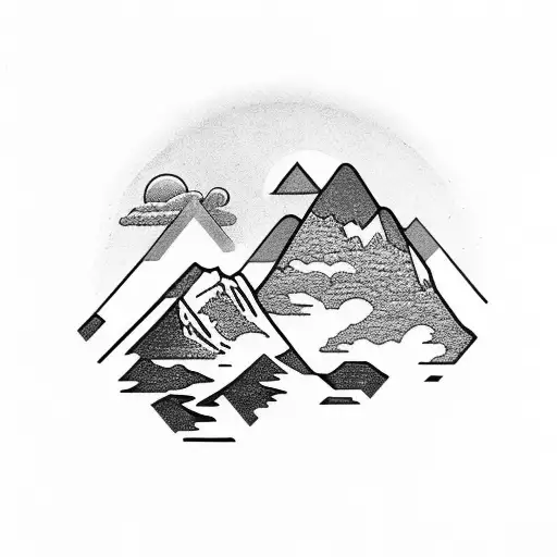 Mountain Scape With The Sky And Space Above