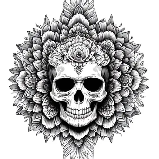 Mandala And Skull Surrounded