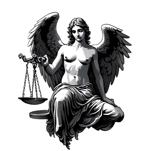 Fallen Angel Holding A Balance
