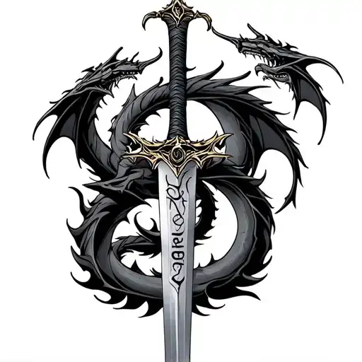 Sword With Dragon Going Around The Sword And The Name Conner Inside The Sword