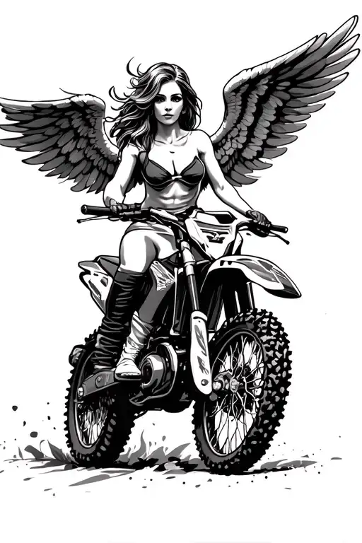 Female Angel On A Motocross