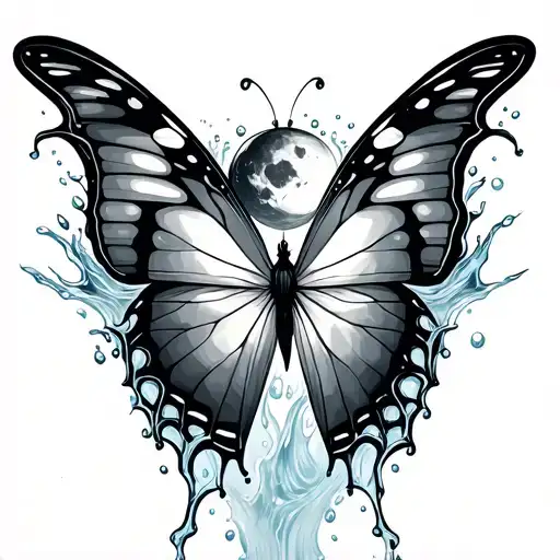 A Butterfly Made Of Water With A Moon
