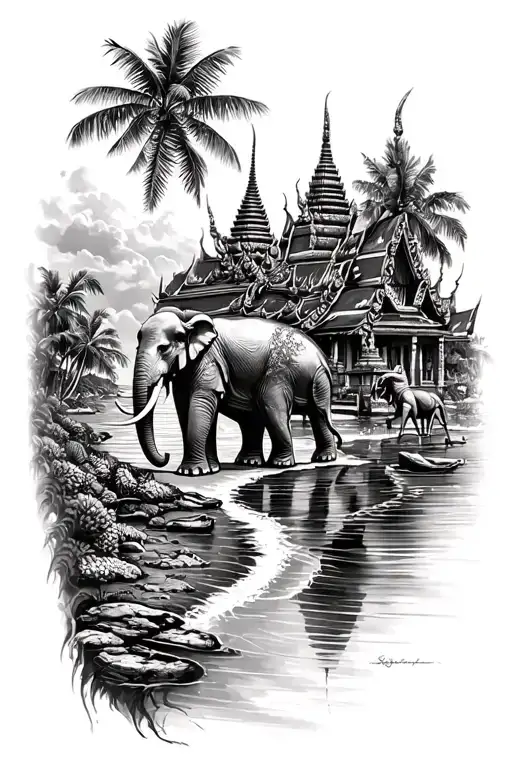 Thailand Elephant Temple Beaches Mixed