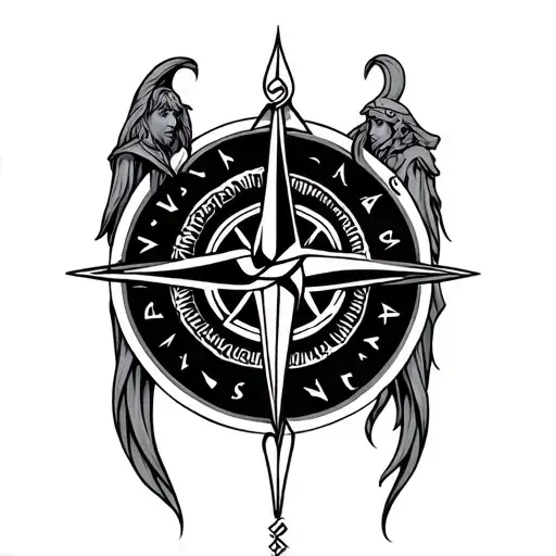 Father Daughter Knot With Viking Compass Surrounded