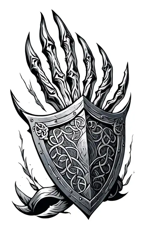 Celtic Shield With Bear Claw In Middle