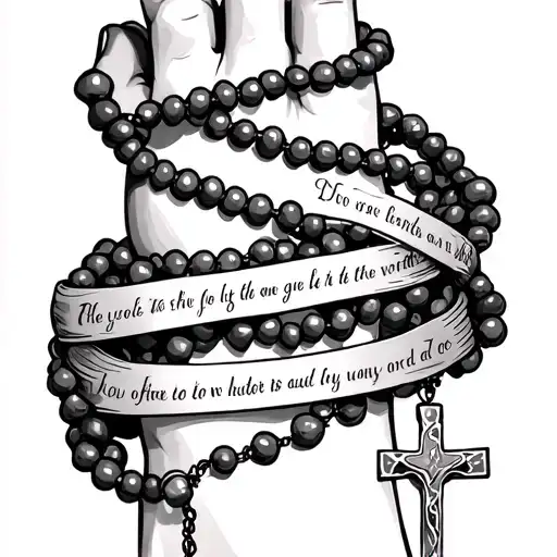 Rosary Beads Wrapped Around Forearm With A Bible Verse In Between The Beeda