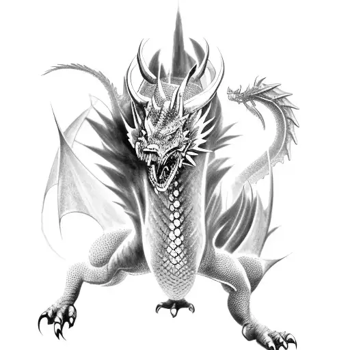 Design A Tattoo Depicting A Dragon Battling Against A Mythological God