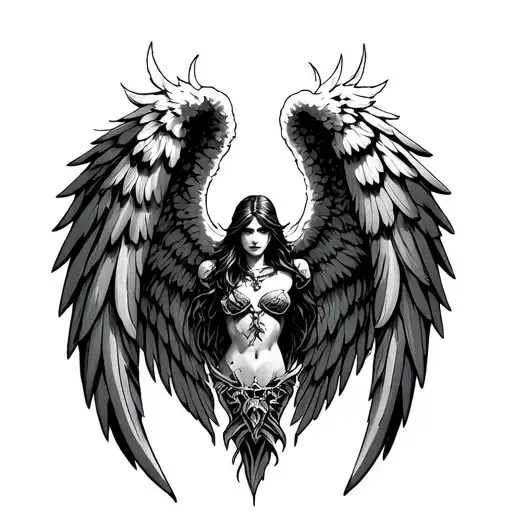 Warrior Angel Wings Surrounded