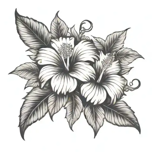 Hibiscus Flowers With Sun Moon