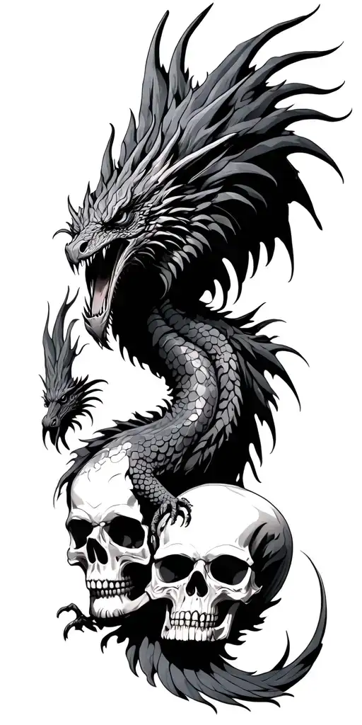 Phoenix Dragon And Skulls