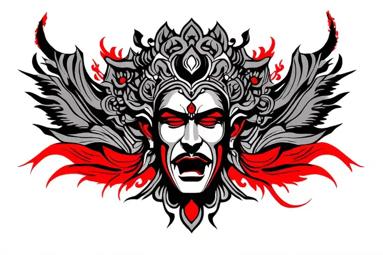 Arm Band Tatoo Design With Red Color Thaiyam Head In The Center