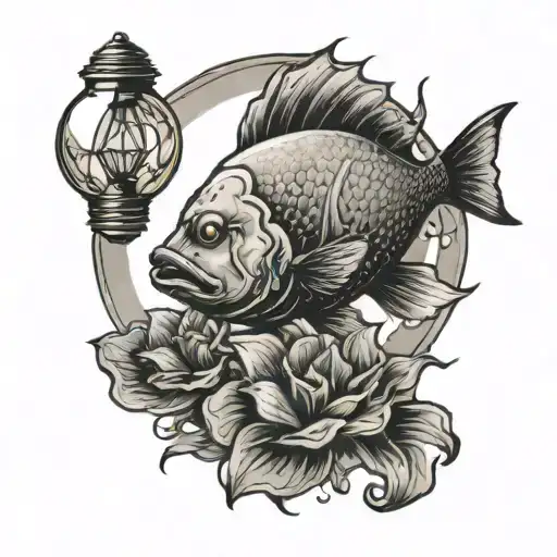 Fish Zodiac Sign Broken Light Bulb Sea And Sun