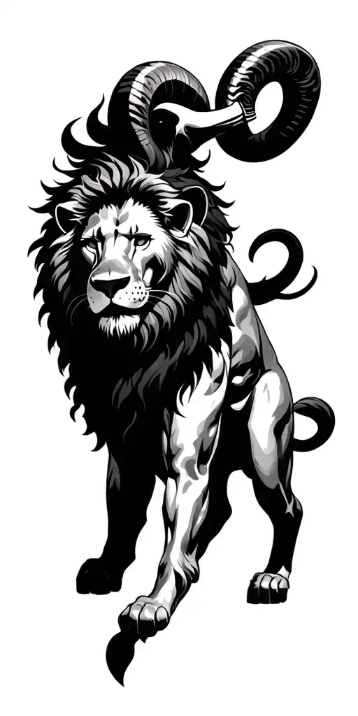 Aries Winning A Battle Against A Lion