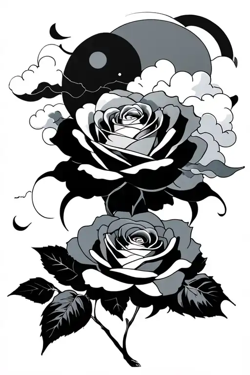 Kaizen With Rose Below And Clouds