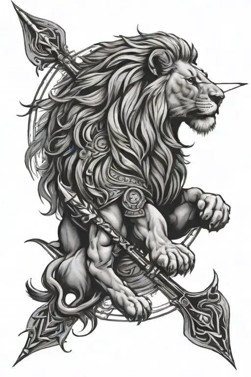 Lion Archery Arrow Design Inspired Tattoo Depicting