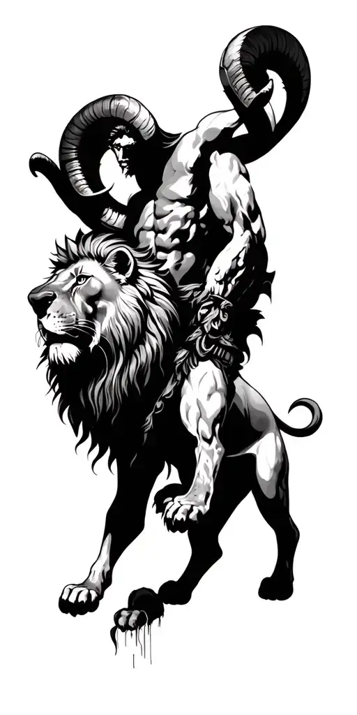 Aries Winning A Battle Against A Lion