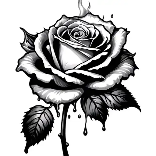 Rose Wet Rose On Fire