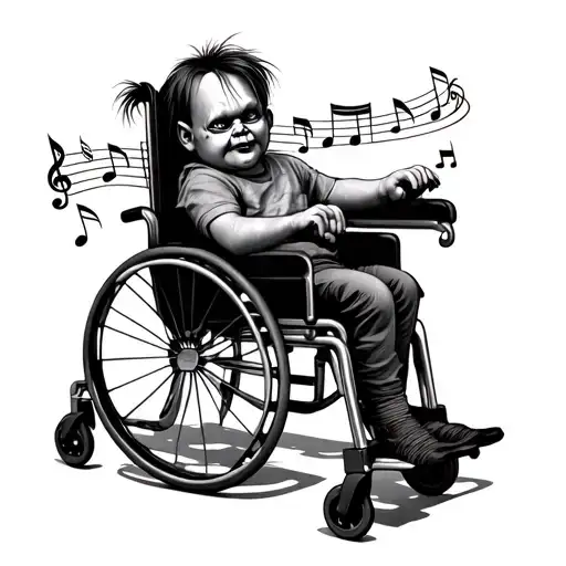Wheelchair With Chucky Hands Surrounded My Music Notes