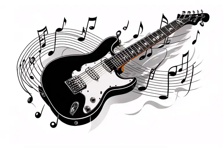 Guitar Strings And Notes Floating