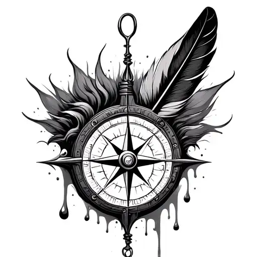 Compass Melting With A Feather