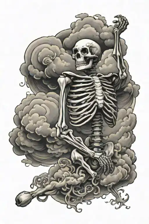 Skeleton Arm With Cloud Background