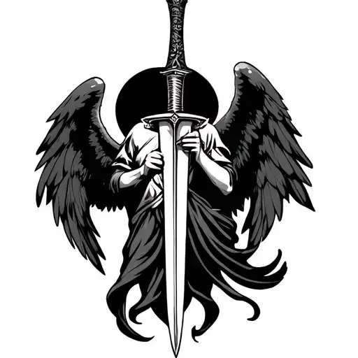 Fallen Angel Holding A Dagger