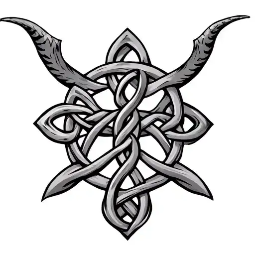 Celtic Cross With Taurus Knot Intertwined