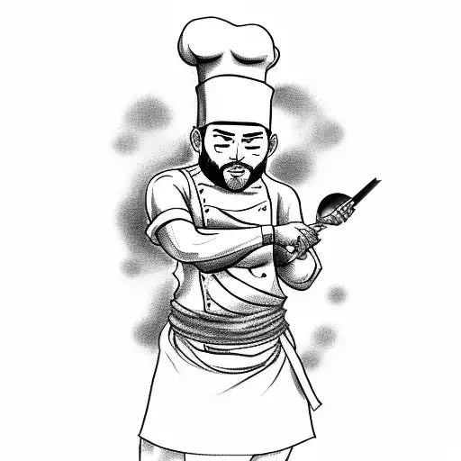 Design A Tattoo Featuring A Chef Cooking A Meal With Anime-inspired Ingredients