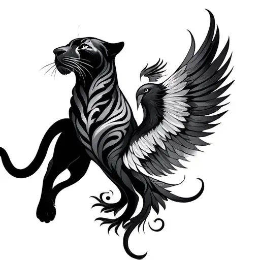 Panther And Phoenix Bird