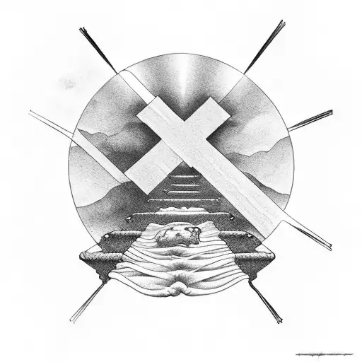 Stairway To Heaven With Cross At Gates