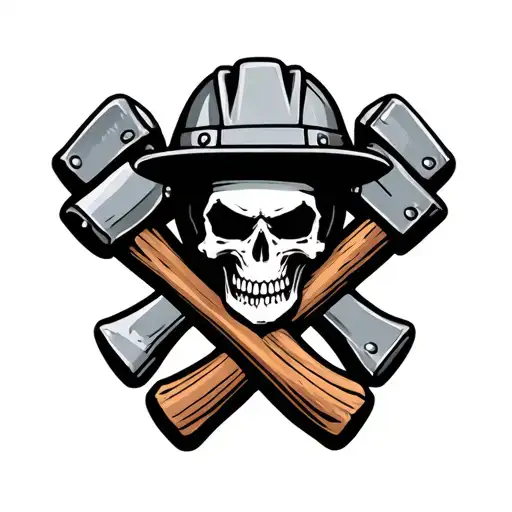 Trades Skull Hard Hat Hammer Crossed