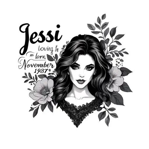 Tatton Representing Woman Name Jessi Born In November 1987 Fun Loving And Sexy Fine Line Tattoo