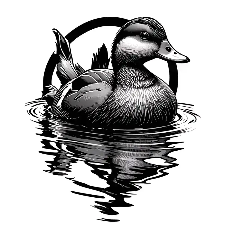 A Duck Swimming And You Can See His Feet Paddling Like Crazy