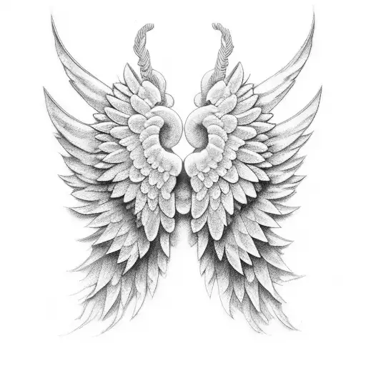 Folded Celestial Angel Wings Black Ink