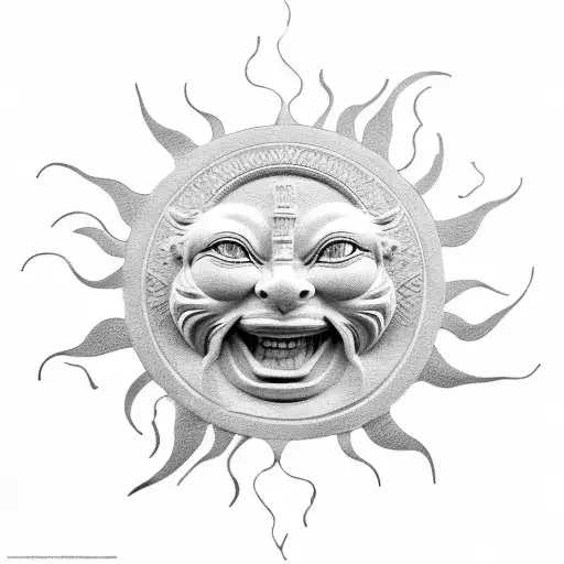 Sun And Clouds With A Sculpture