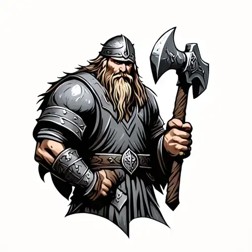Viking Warrior Holding A Hammer