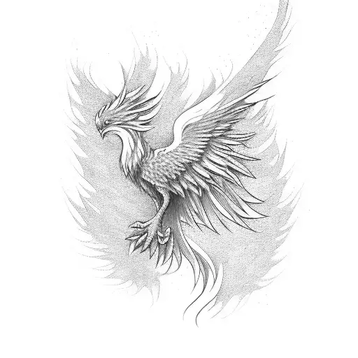 Illustration Of A Phoenix Rising From The Ashes