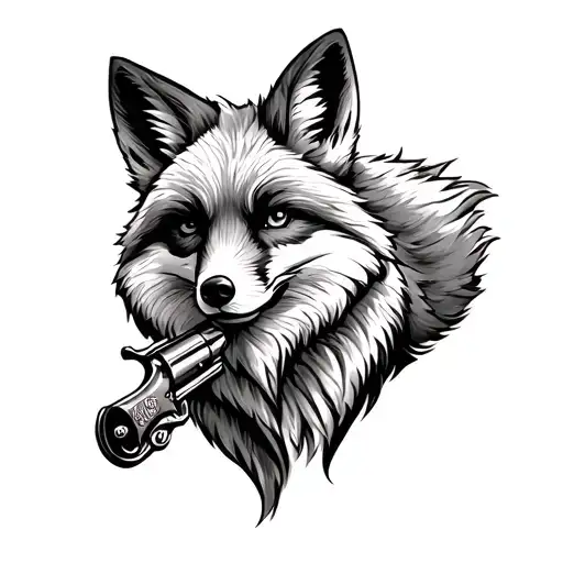 Fox Cowboy Ready To Draw Revolver