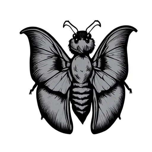 Moth With Wings Spread Wide Open Pointing Upwards