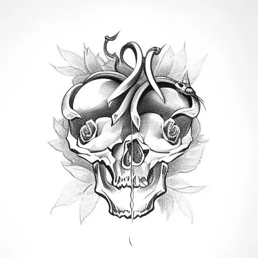 Skull Snake Roses And Scorpion