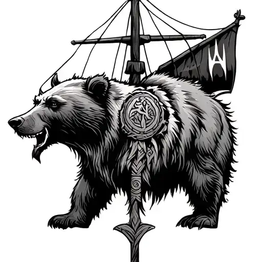 Vikings Connected With A Bear Viking Ship Runes