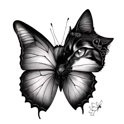 Half Butterfly And Cat