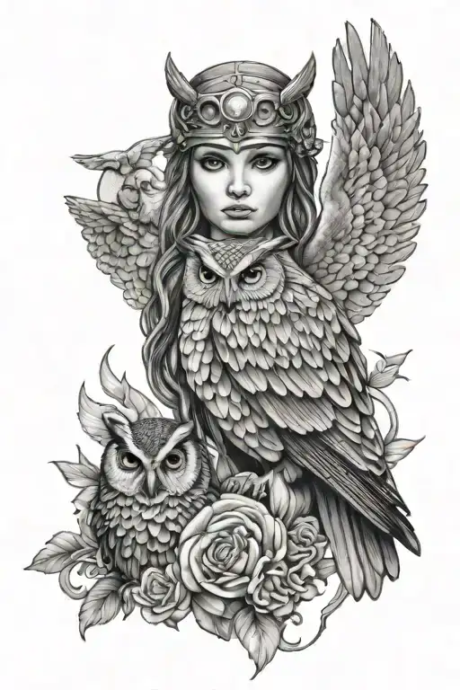 Athena Between An Owl