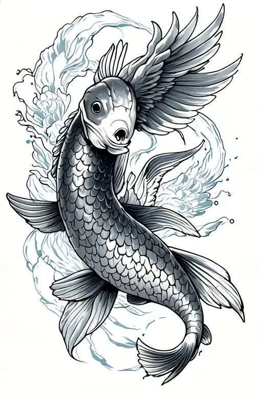 Koi Fish And Icarus Falling