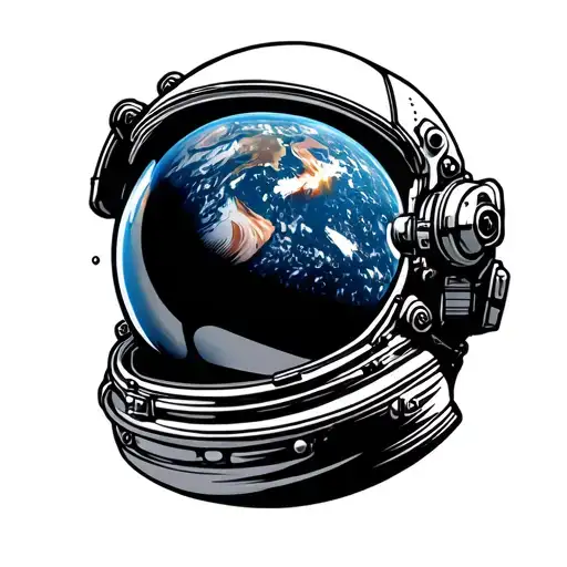 Astronaut Helmet With Earth Reflection