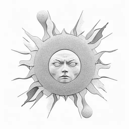 On The Top Place Sun And Place Clouds Under The Sun Then Place The Sculpture In Front Of Them