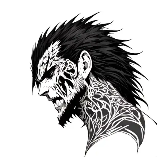 Berserk Guts Tattoo In His Neck