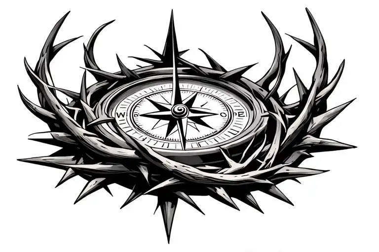 Crown Of Thorns On Top Compass