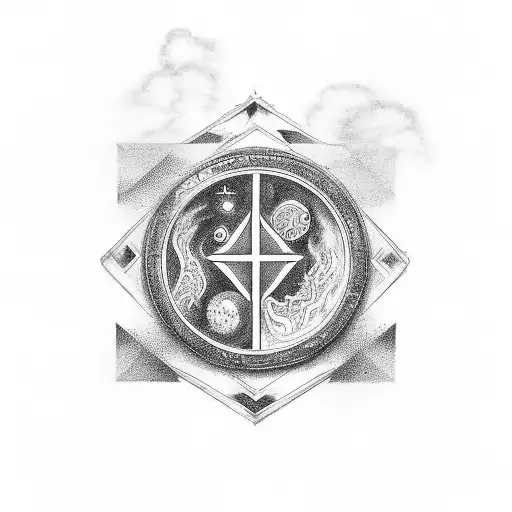 Ancient Latin Inscription Surrounded By Celestial Symbols In Black And Grey