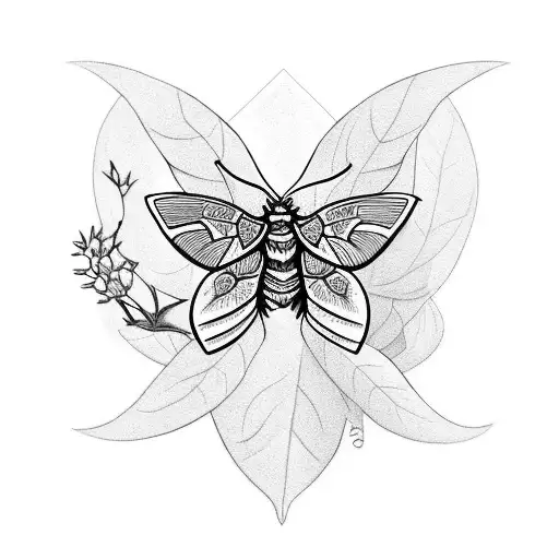 A Moth Wit A Crescent Moon And Some Nicely Placed Berry Bush Behind Him